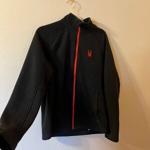 Spyder Men's Black Zip Up Jacket with Red Accents Size M